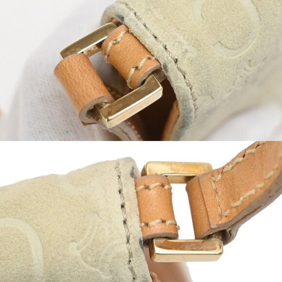 CELINE Logo C Macadam Pattern Mini Shoulder Bag Suede Leather Ivory 69FB850 - Picture 9 of 15